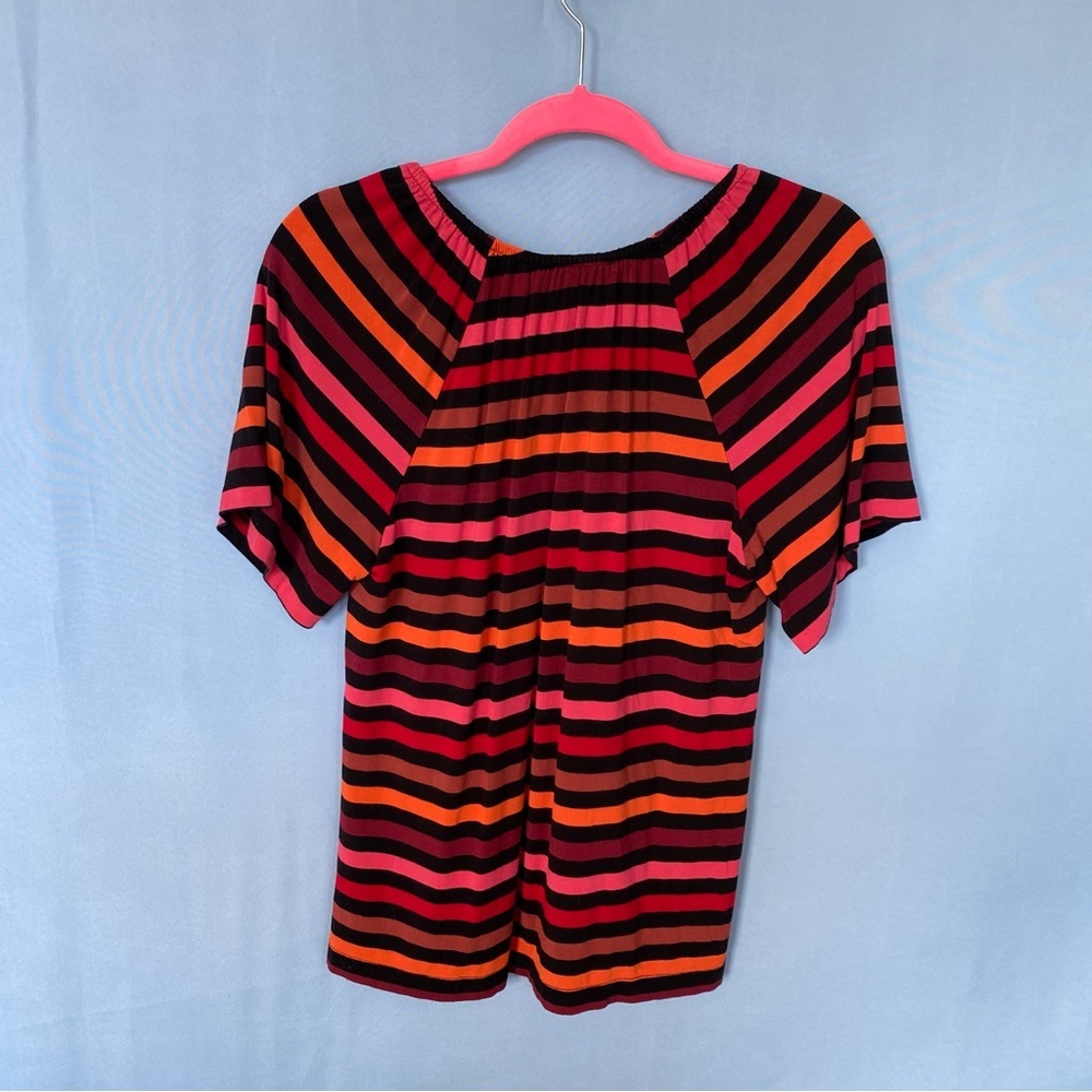 Catherine Malandrino Top Size Small Bright Striped Short Sleeve colorful - Picture 9 of 9